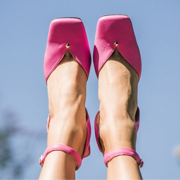NIB Tiannia Barnes HOPE ANKLE STRAP HIGH HEELS IN PINK - Picture 1 of 9